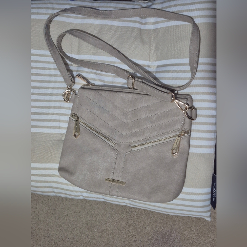 Rampage Women's Faux Leather Beige Multi Pocket Crossbody Bag